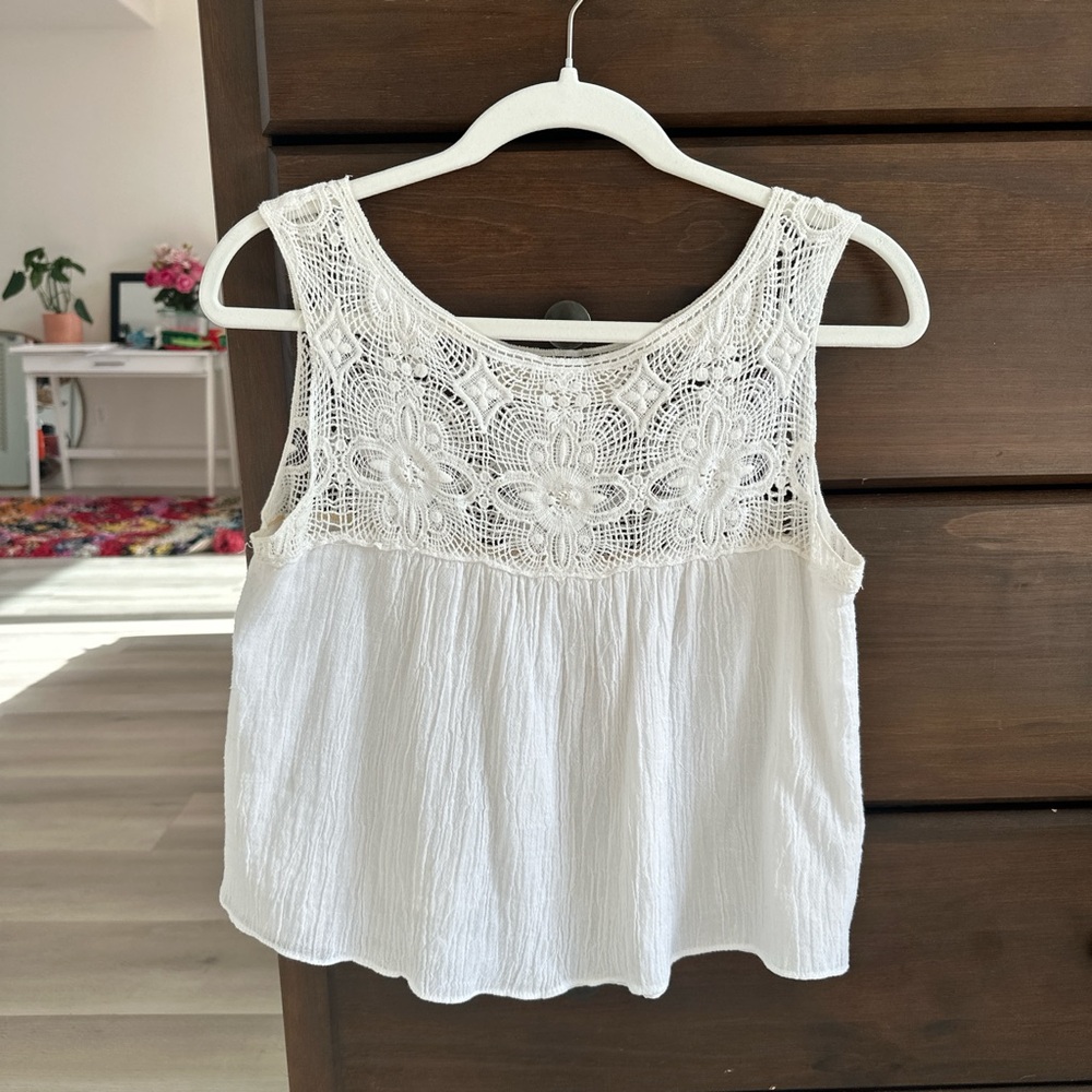 White Lace Sleeveless Top